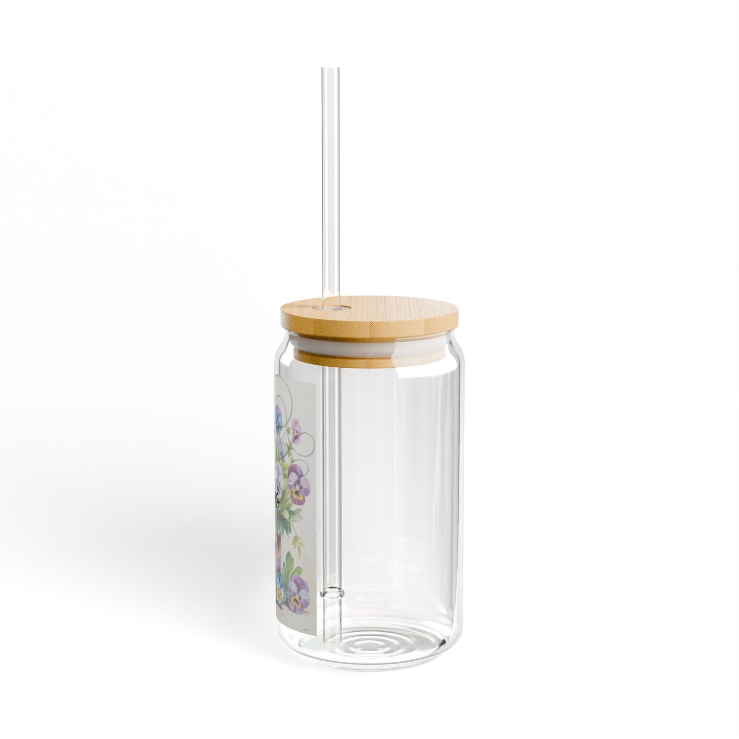 Glass Tumbler- Succulent Pansy Pattern