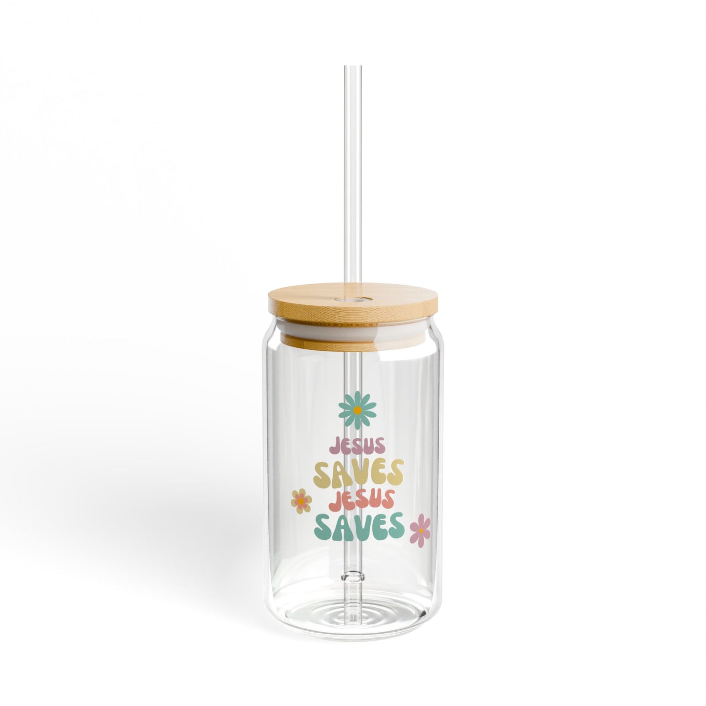 Glass Tumbler- Jesus Saves Pattern