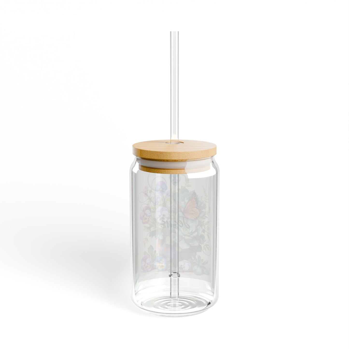 Glass Tumbler- Succulent Pansy Pattern