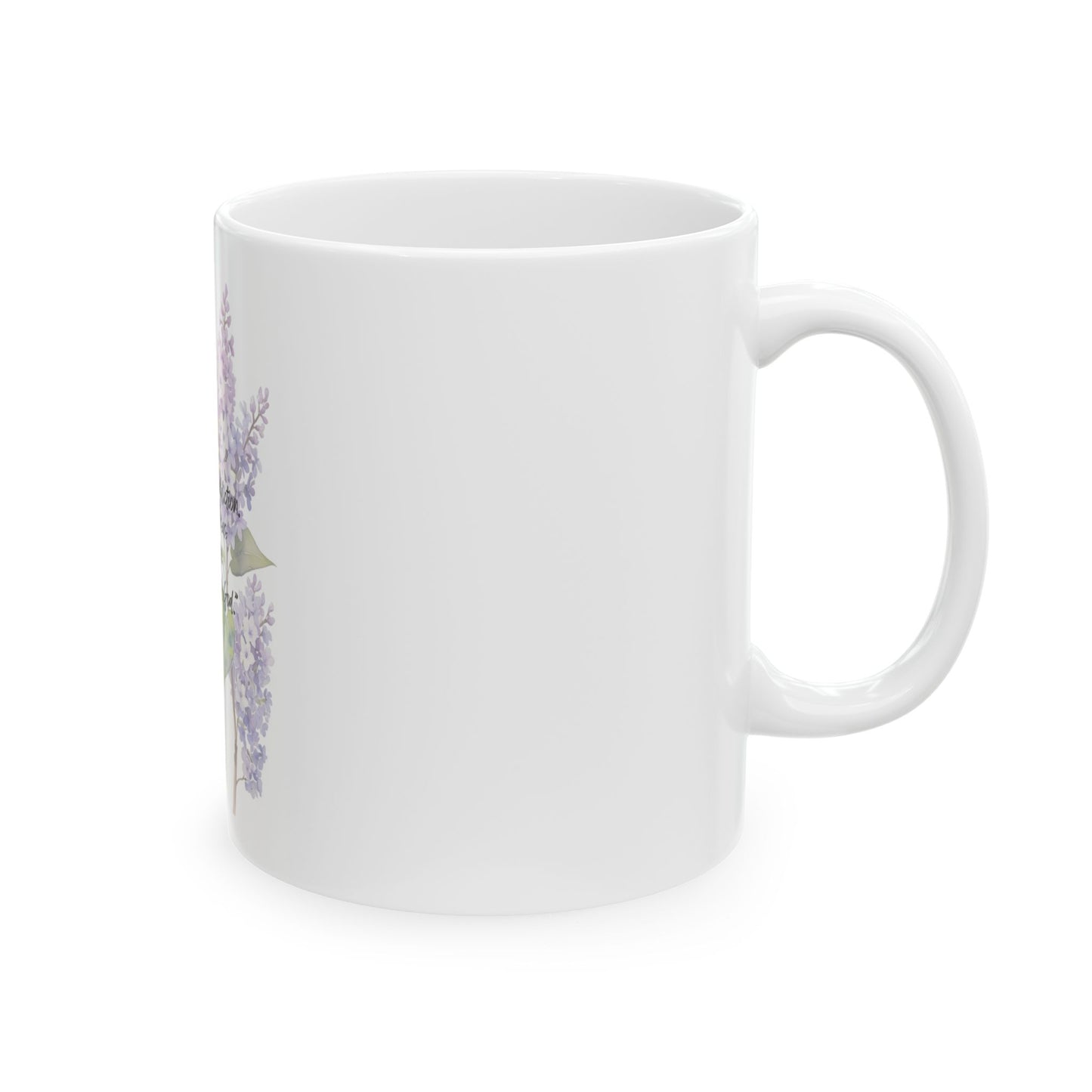 Ceramic Mug- Sobriety Sunflower Lilac Pattern