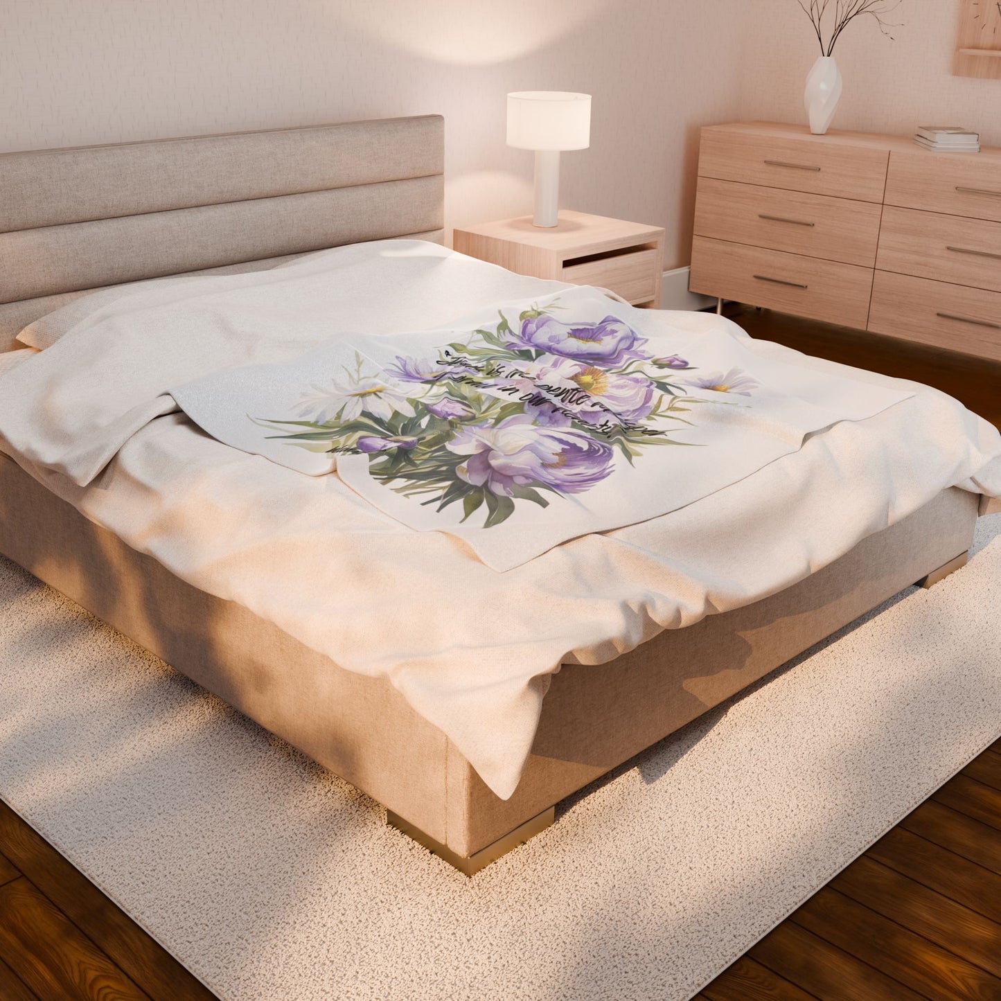 Plush Blanket- Peony Daisy Pattern