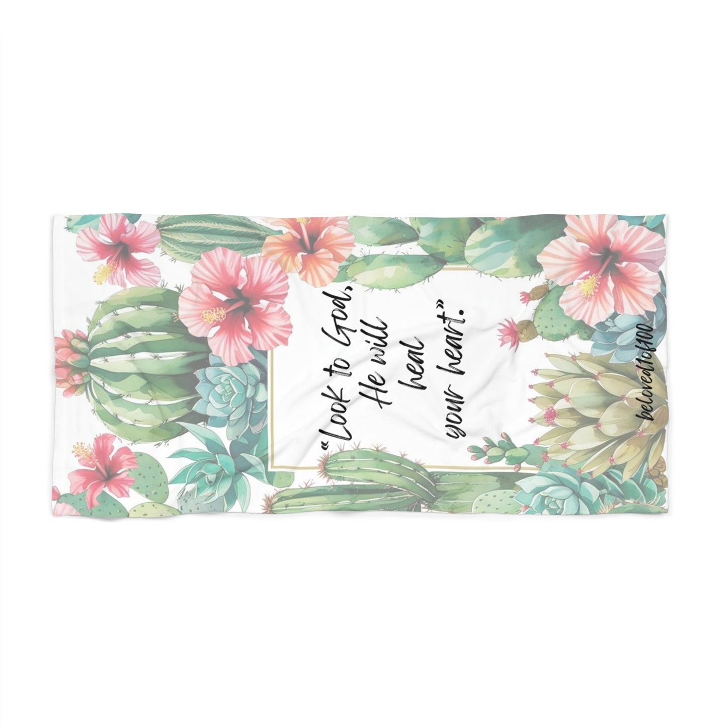 Beach Towel- Cactus Hibiscus Pattern