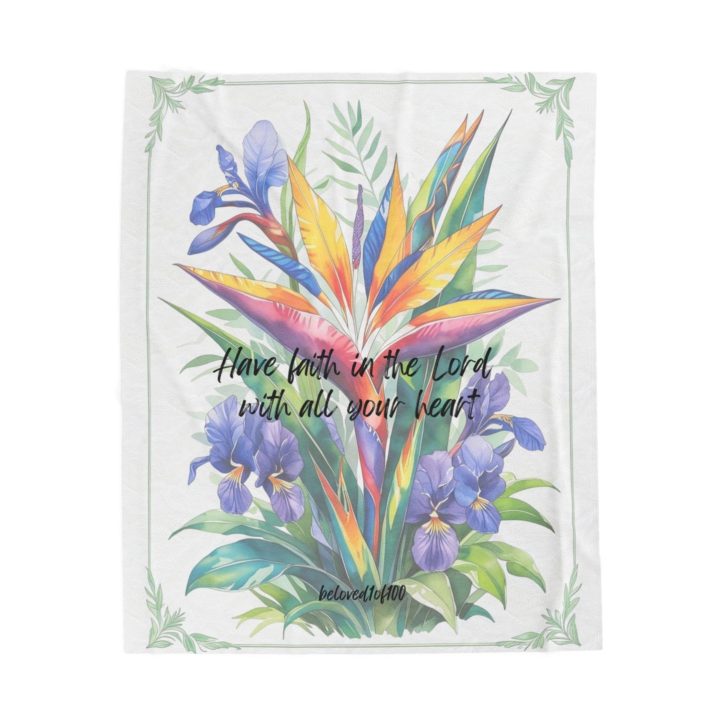 Plush Blanket- Bird of Paradise Lilac Pattern