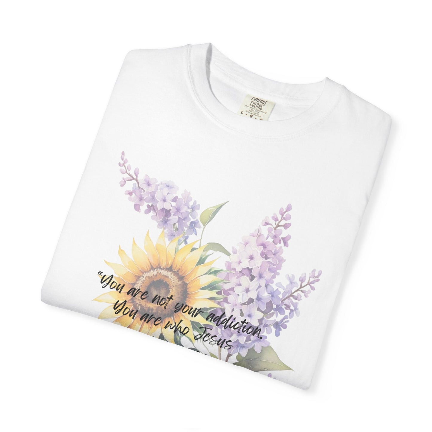 Adult Tee- Sobriety Sunflower Lilac Pattern