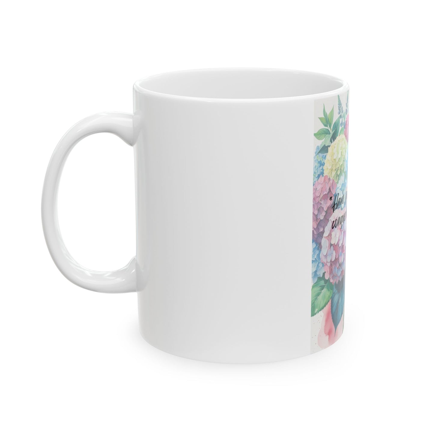 Ceramic Mug- Hydrangea Snake Plant Pattern