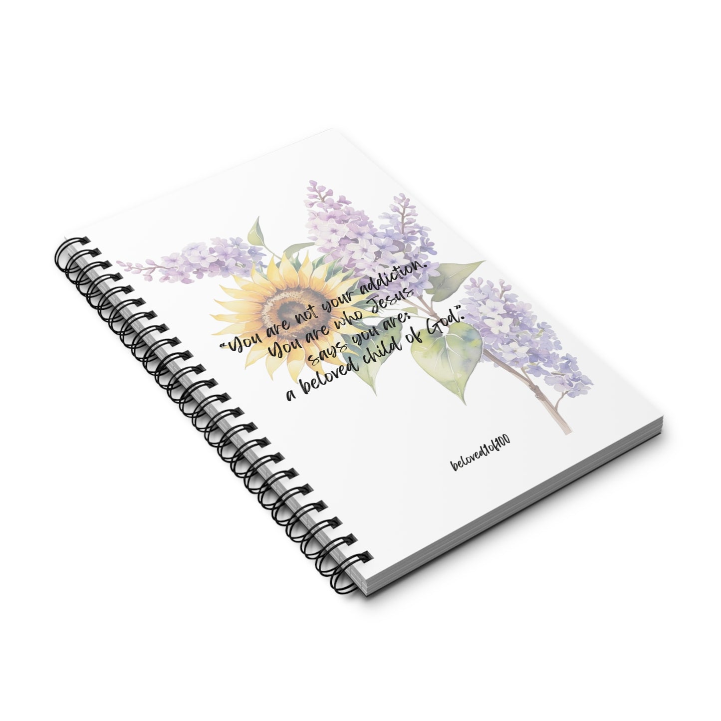 Notebook- Sobriety Sunflower Lilac Pattern