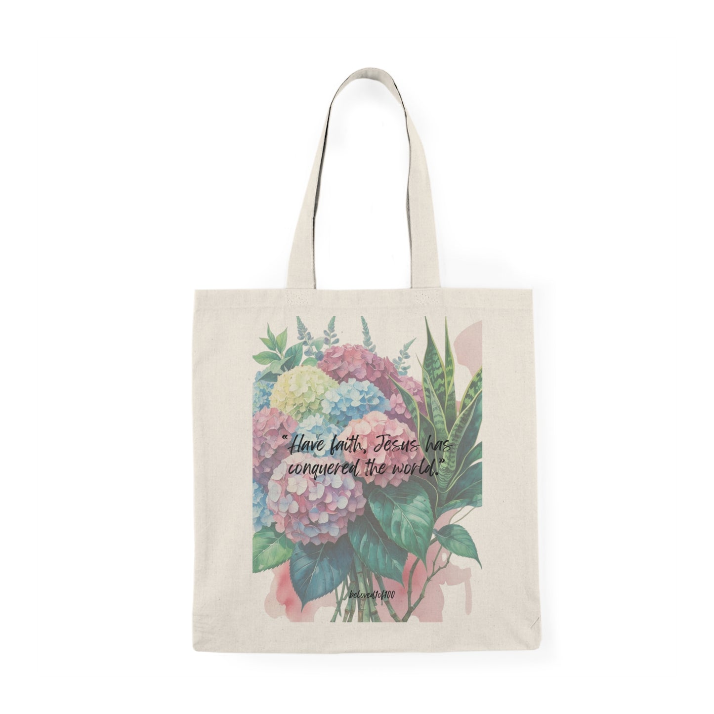 Natural Tote Bag- Hydrangea Snake Plant Pattern