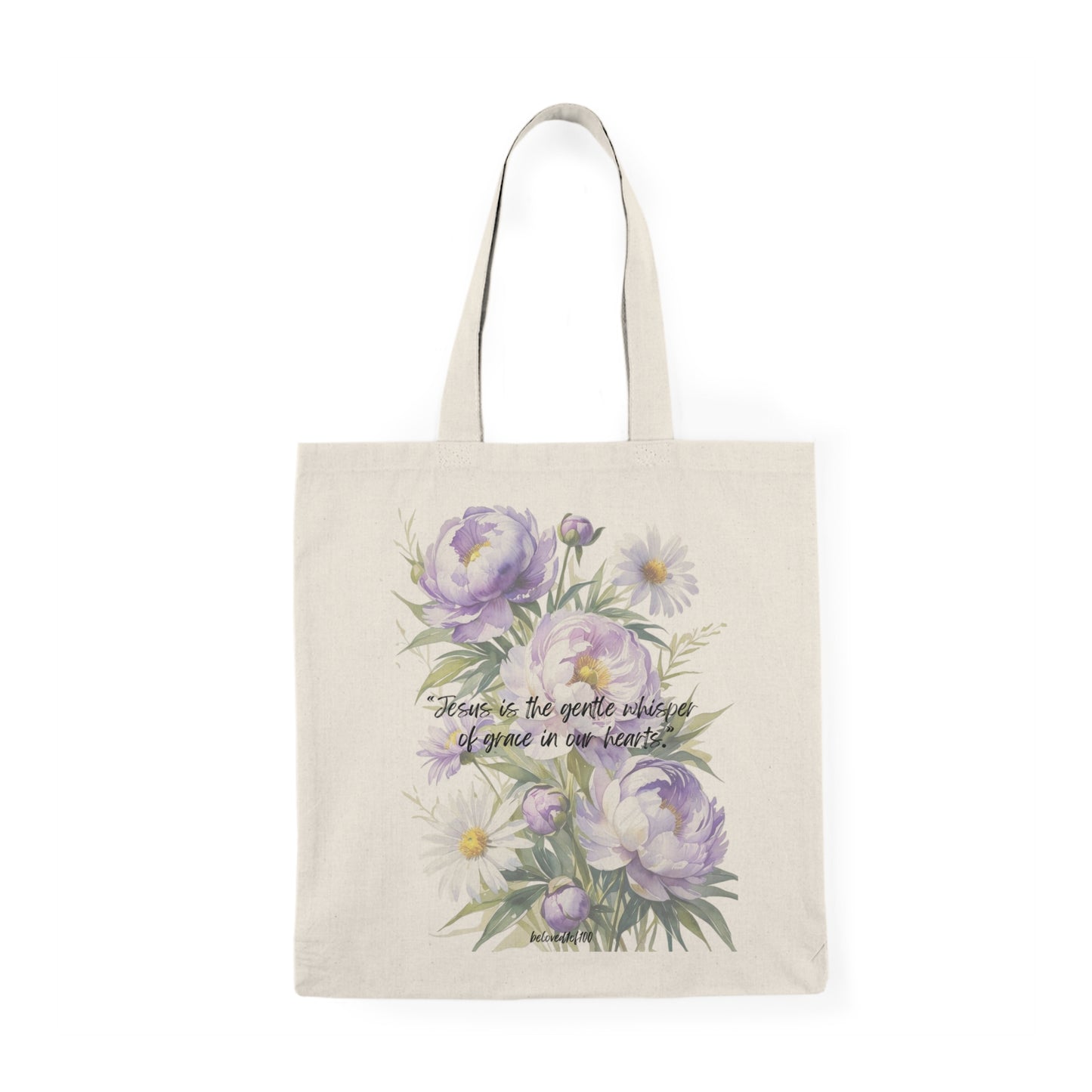 Natural Tote Bag- Peony Daisy Pattern