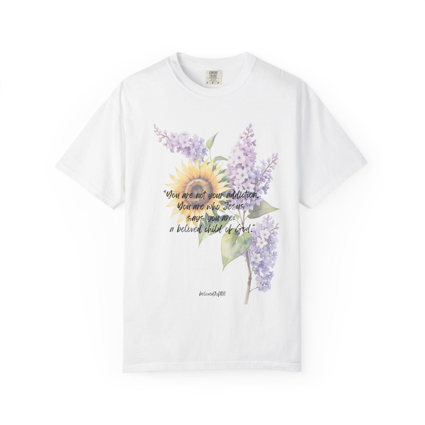 Adult Tee- Sobriety Sunflower Lilac Pattern
