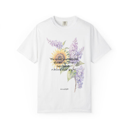 Adult Tee- Sobriety Sunflower Lilac Pattern