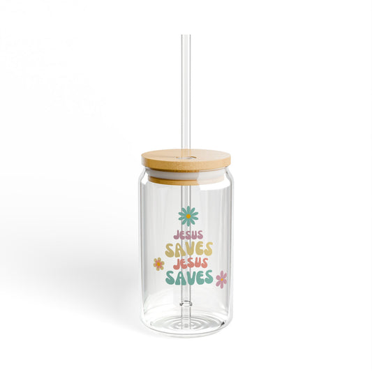 Glass Tumbler- Jesus Saves Pattern
