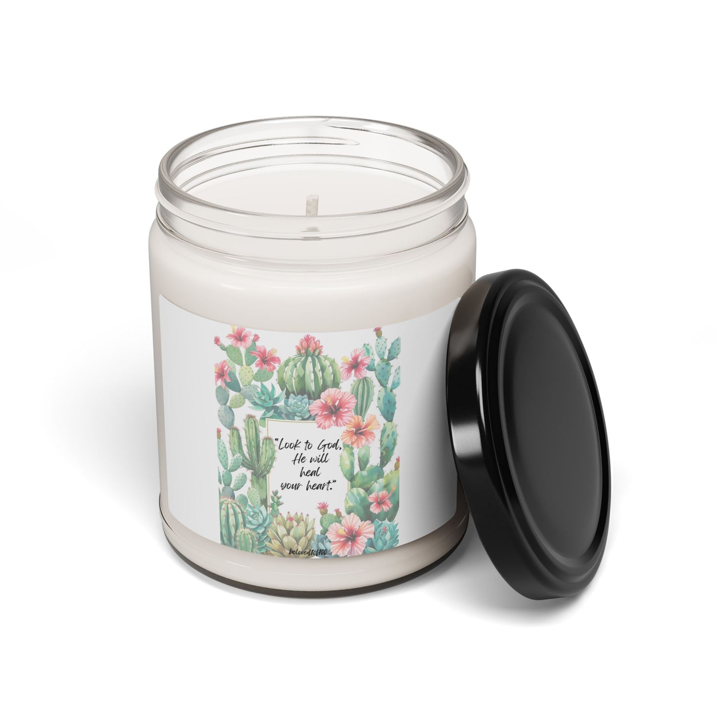 Soy Candle - Cactus Hibiscus Pattern