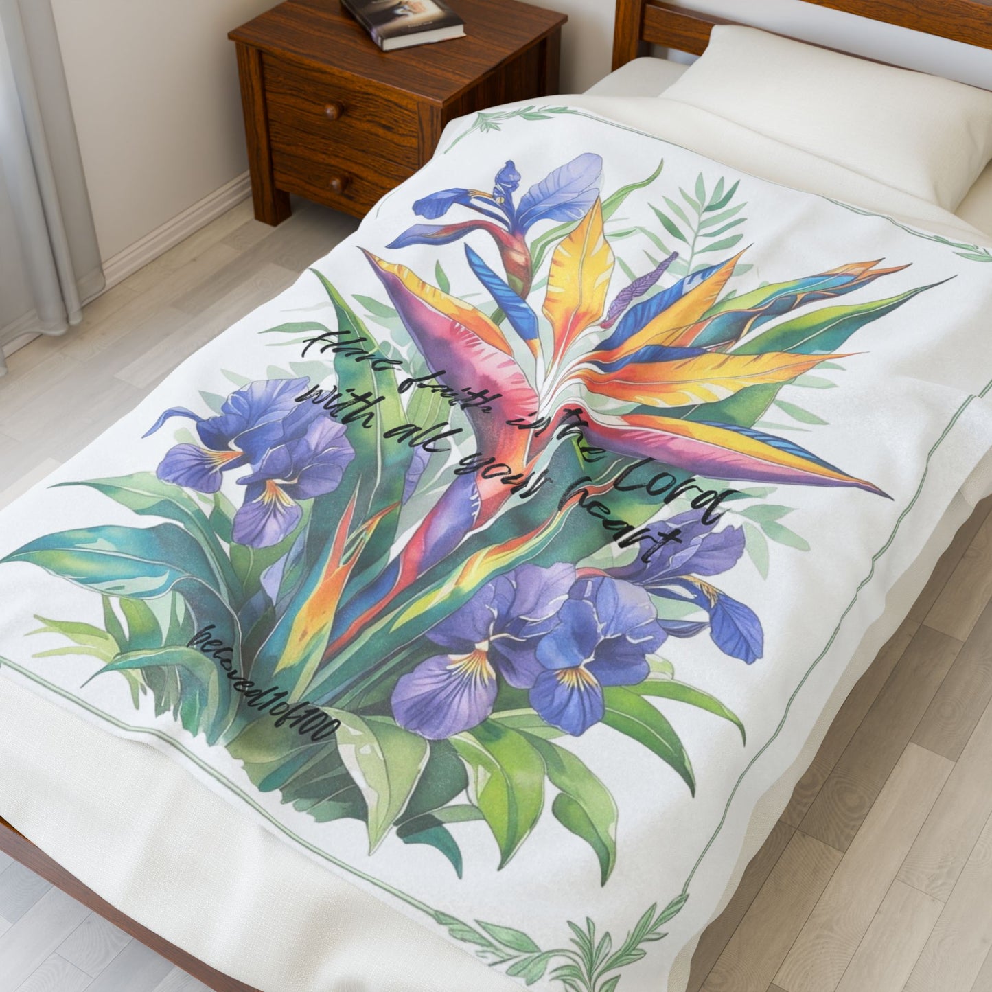 Plush Blanket- Bird of Paradise Lilac Pattern