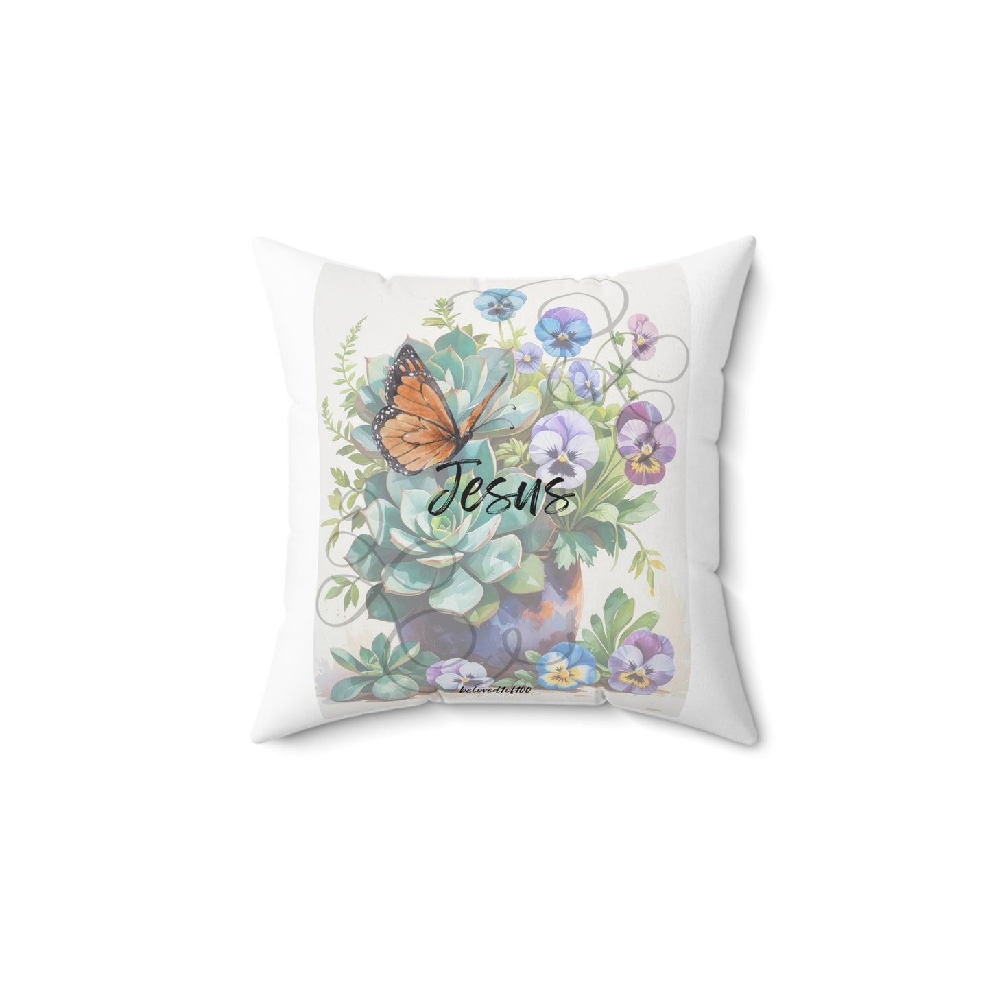 Throw Pillow- Succulent Pansy Pattern Pattern