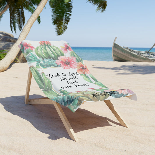 Beach Towel- Cactus Hibiscus Pattern