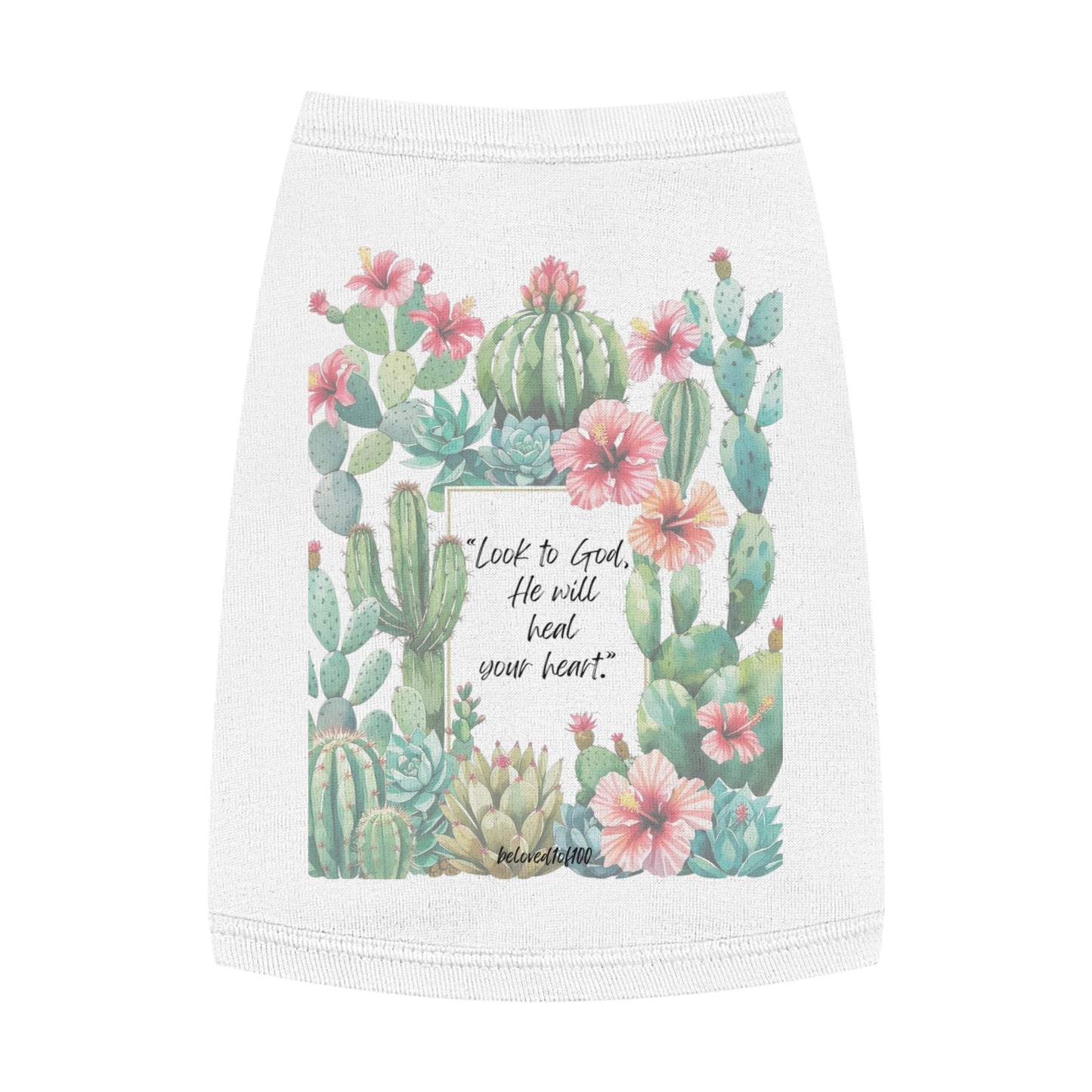 Pet Tee- Cactus Hibiscus Pattern