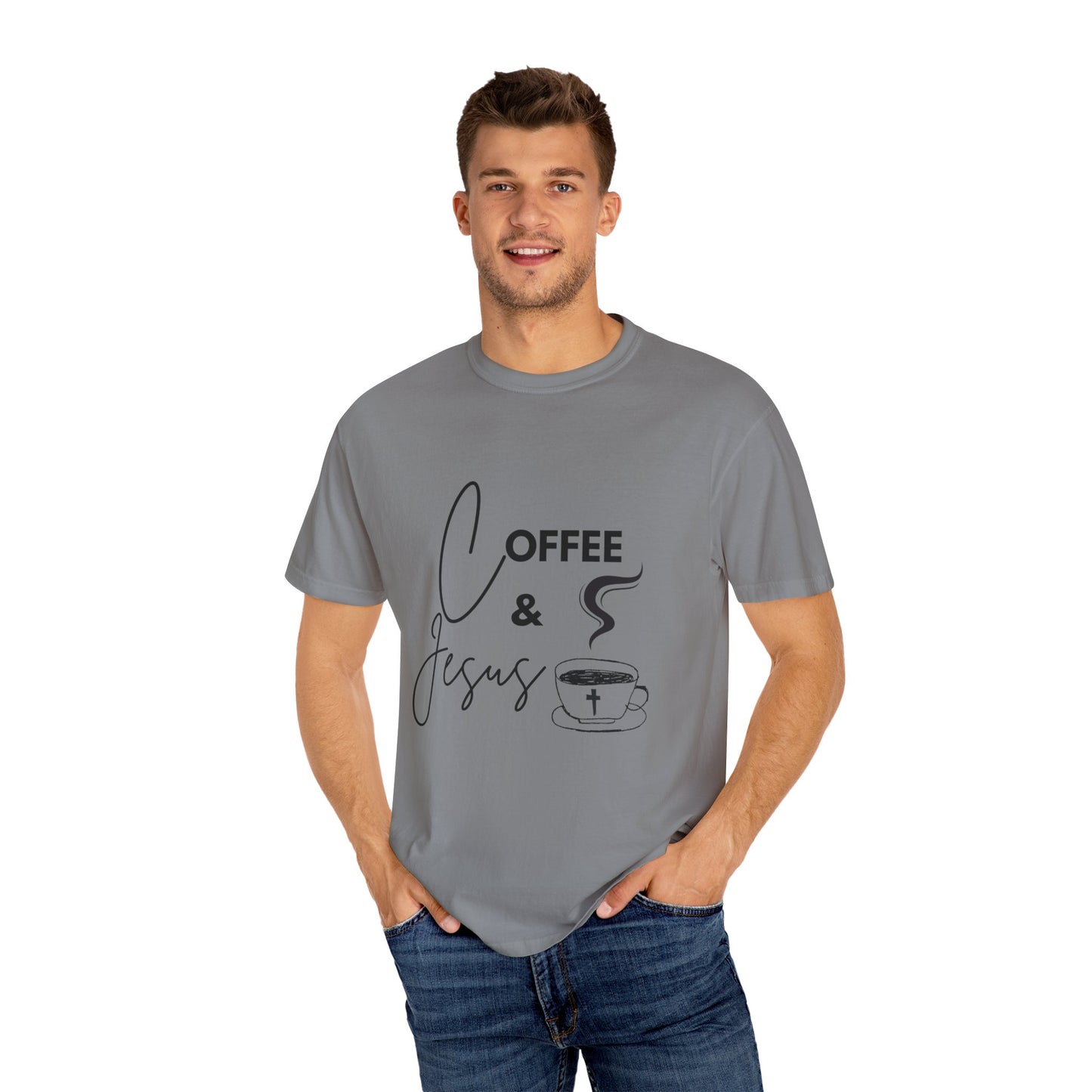 Adult Tee - Coffee & Jesus Pattern