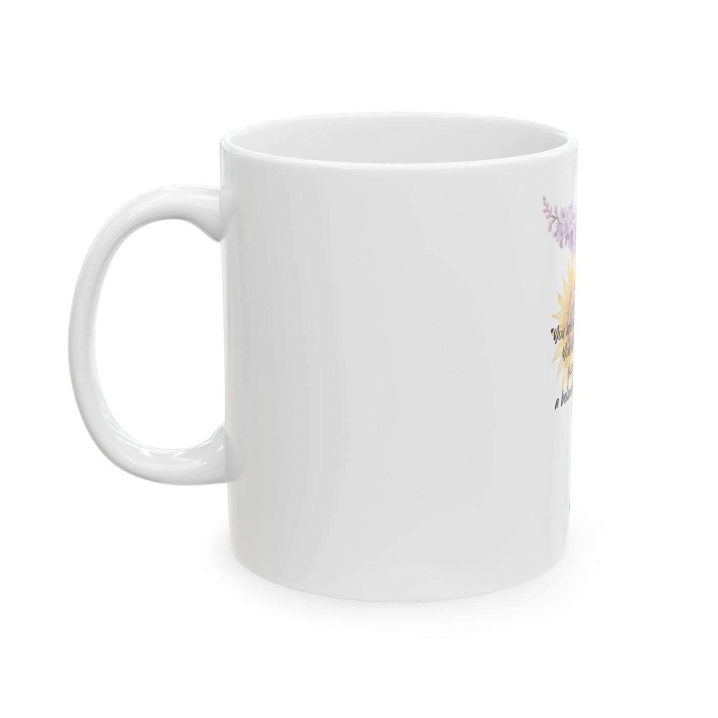Ceramic Mug- Sobriety Sunflower Lilac Pattern