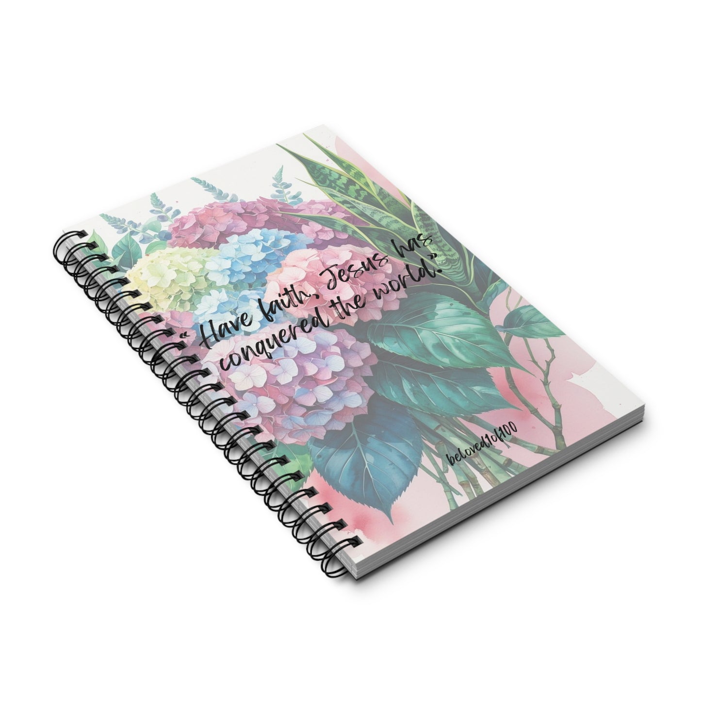 Spiral Notebook- Hydrangea Snake Plant Pattern