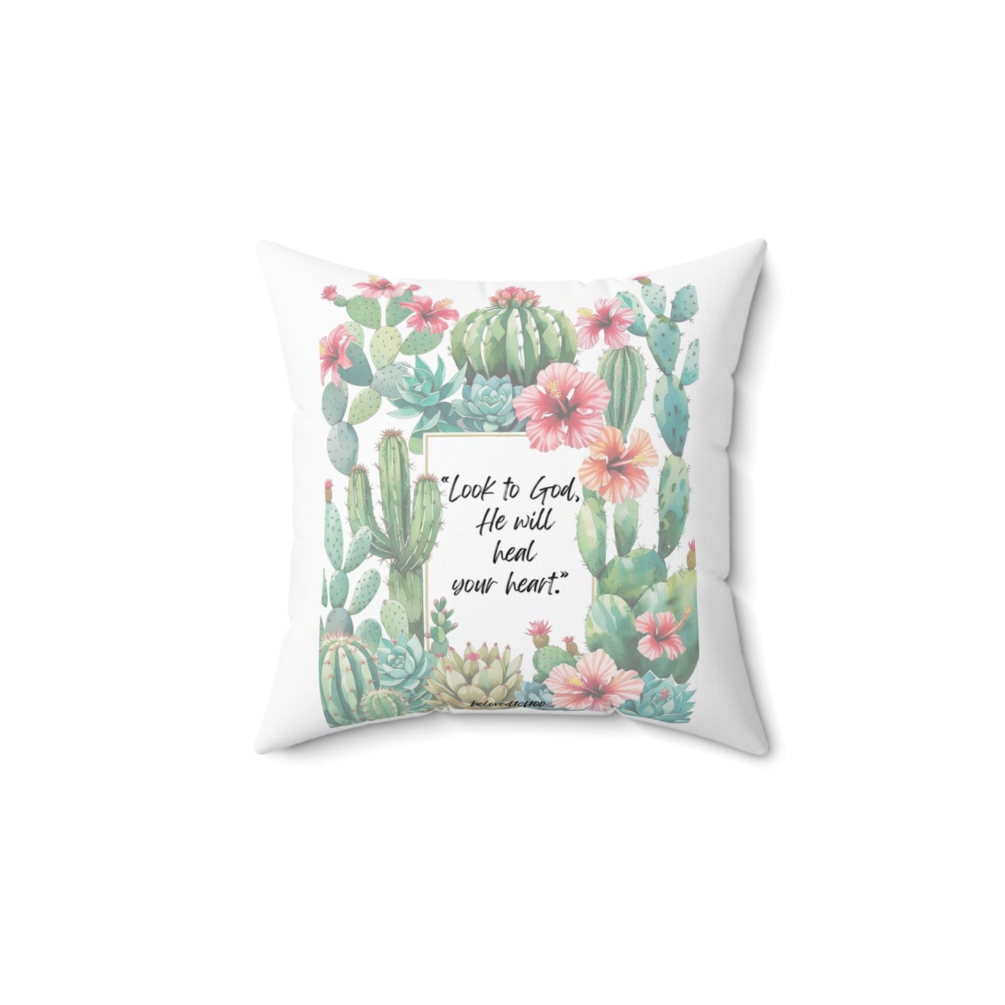 Throw Pillow- Cactus Hibiscus Pattern