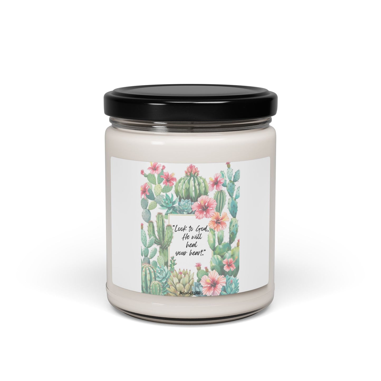 Soy Candle - Cactus Hibiscus Pattern