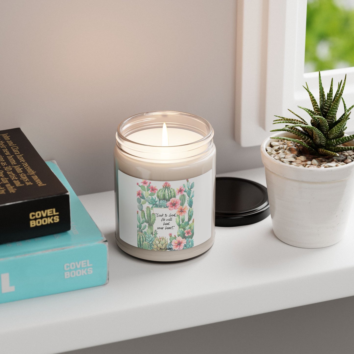 Soy Candle - Cactus Hibiscus Pattern