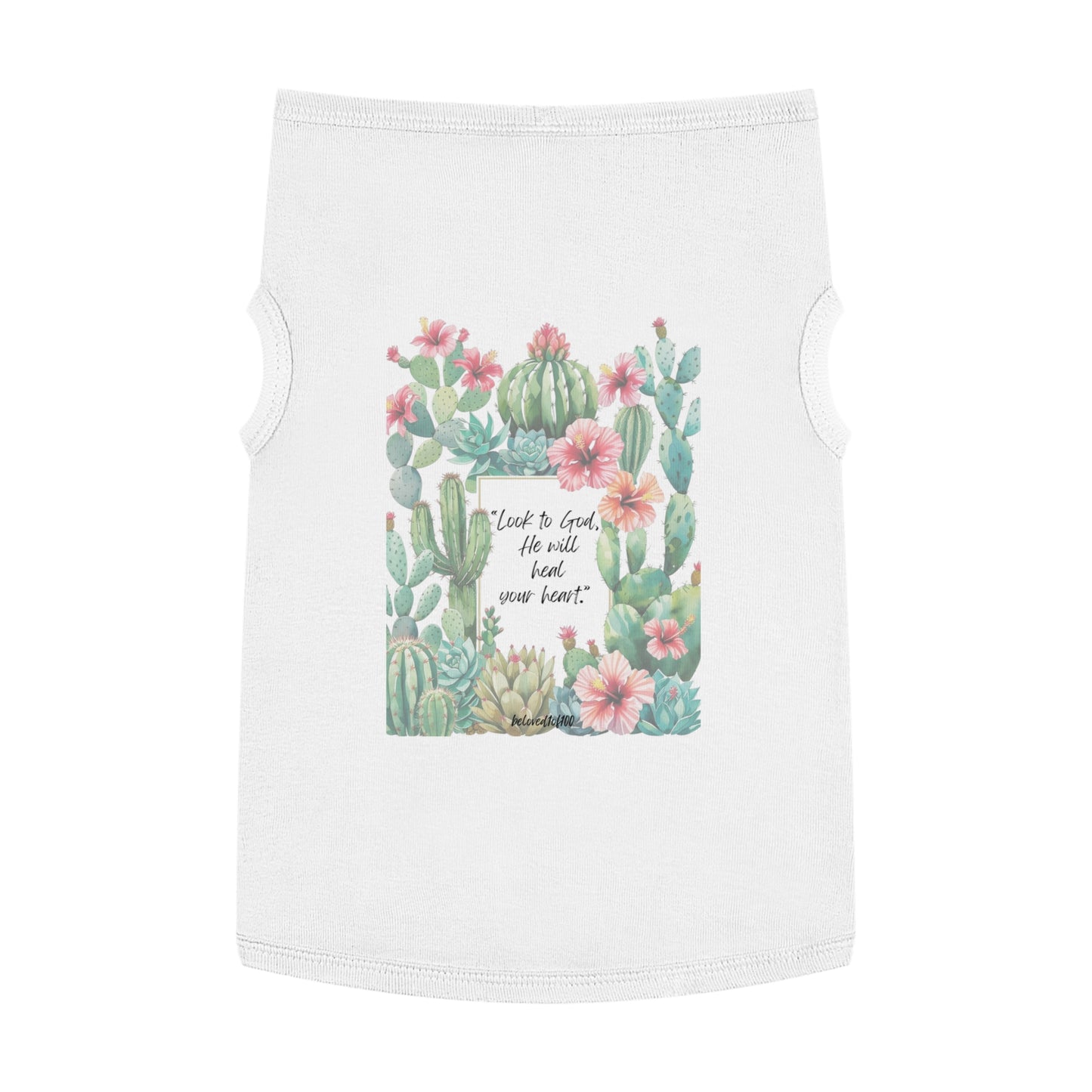 Pet Tee- Cactus Hibiscus Pattern