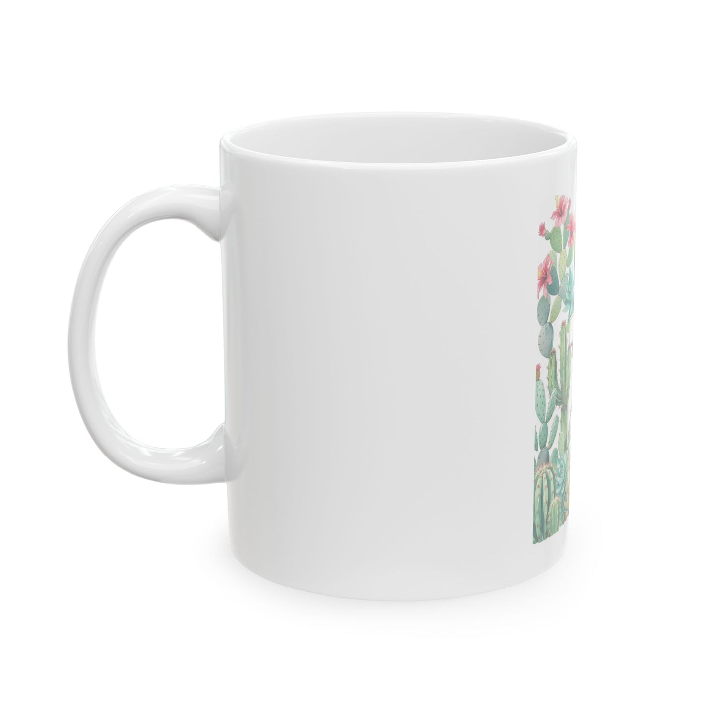 Ceramic Mug- Cactus Hibiscus Pattern