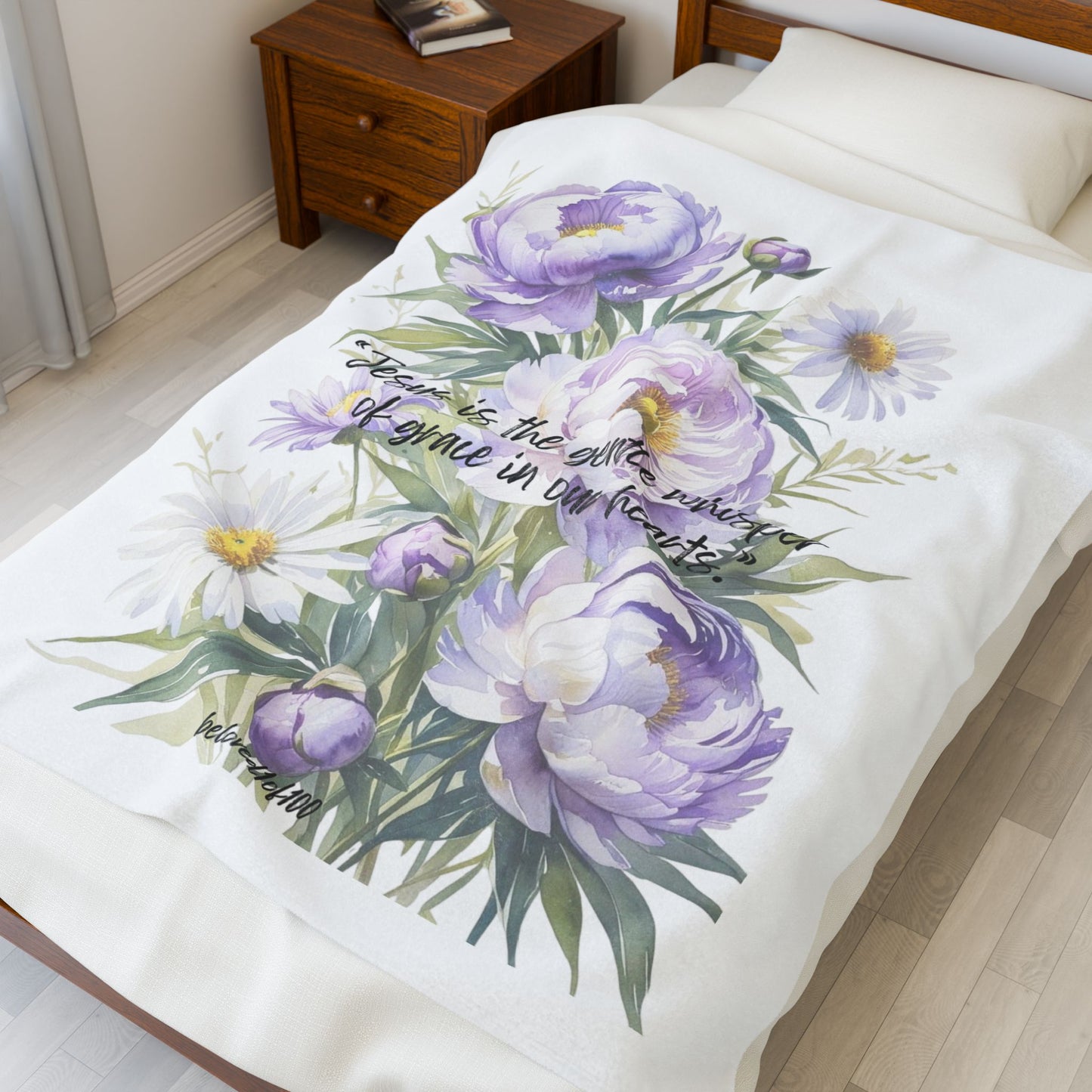 Plush Blanket- Peony Daisy Pattern