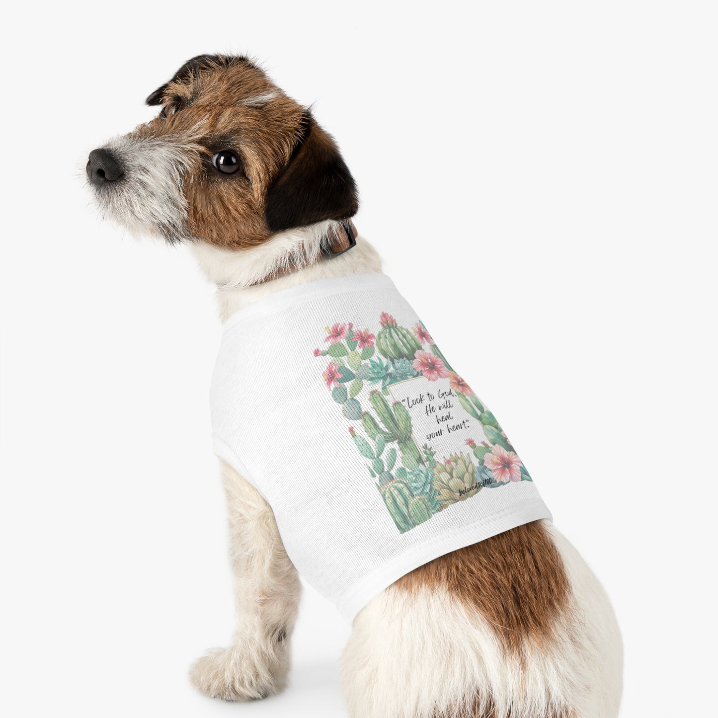 Pet Tee- Cactus Hibiscus Pattern