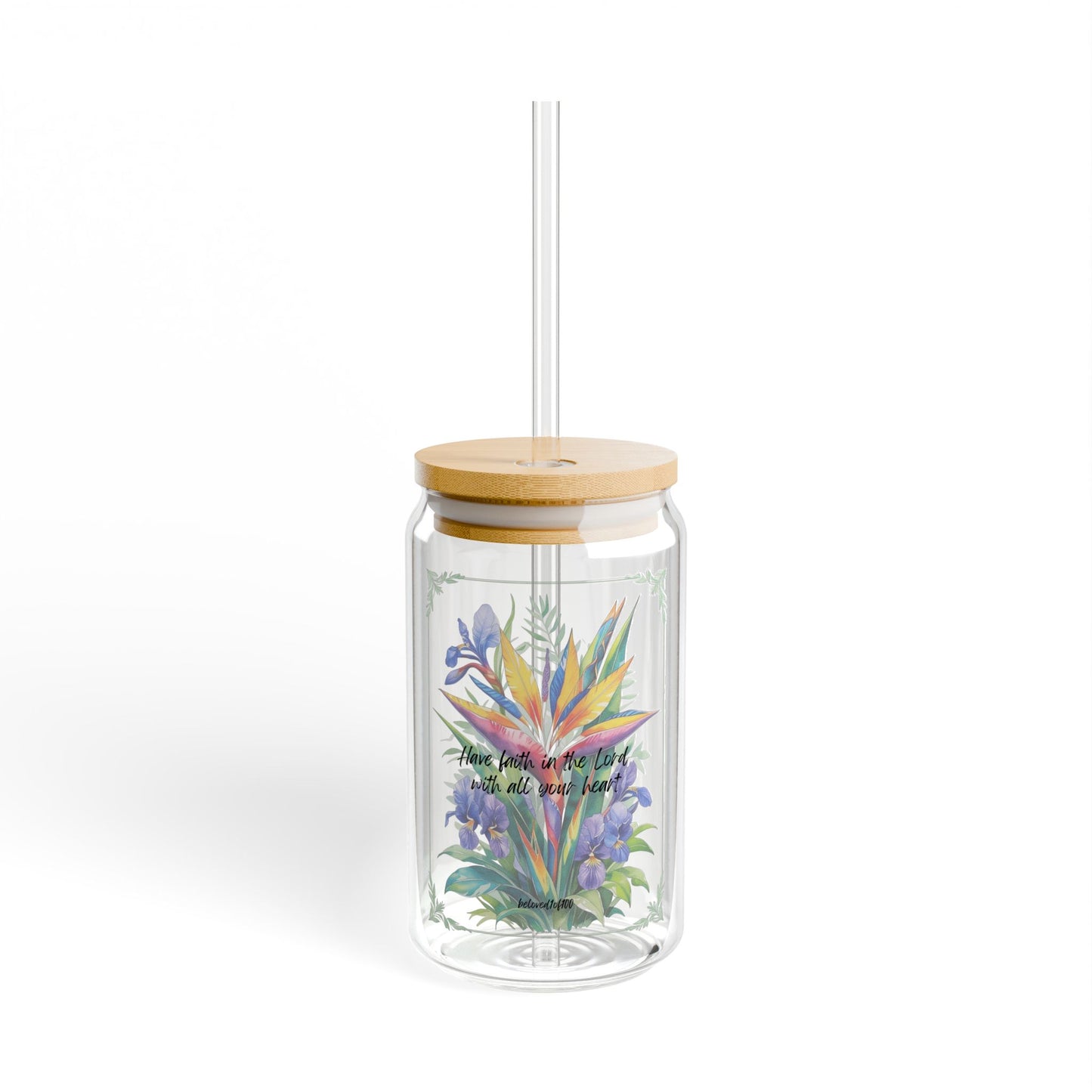 Glass Tumbler- Bird of Paradise Lilac Pattern