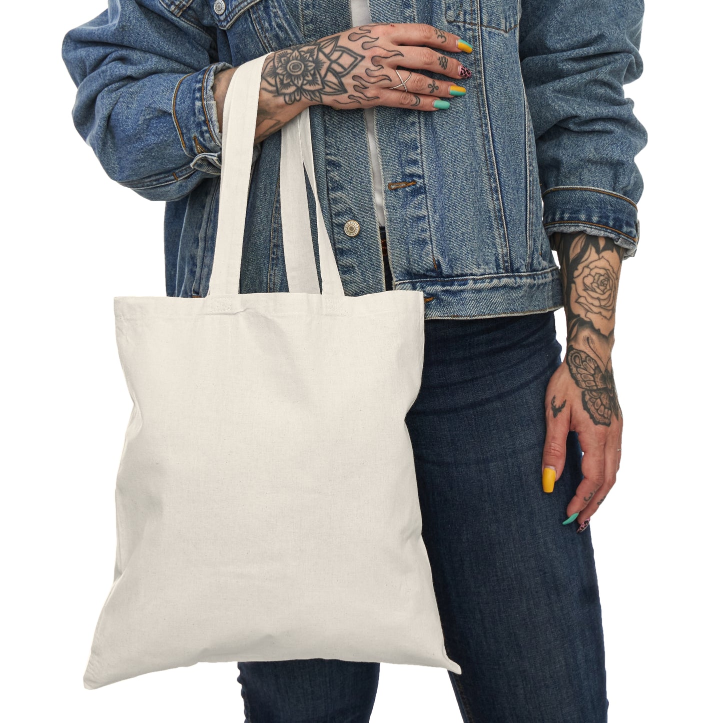 Natural Tote Bag- Poppy Tulip Pattern