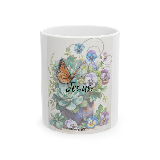 Ceramic Mug- Succulent Pansy Pattern