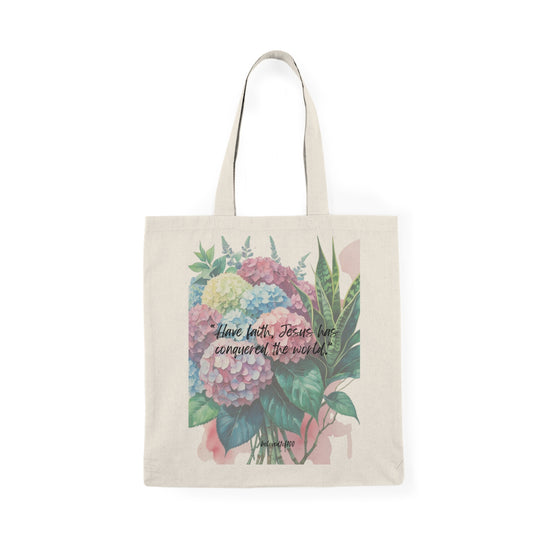Natural Tote Bag- Hydrangea Snake Plant Pattern