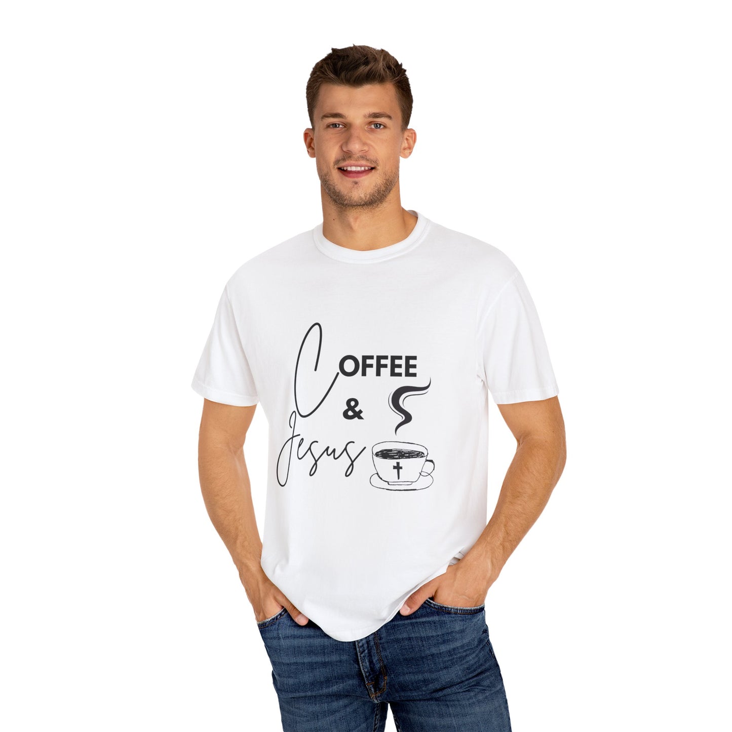 Adult Tee - Coffee & Jesus Pattern
