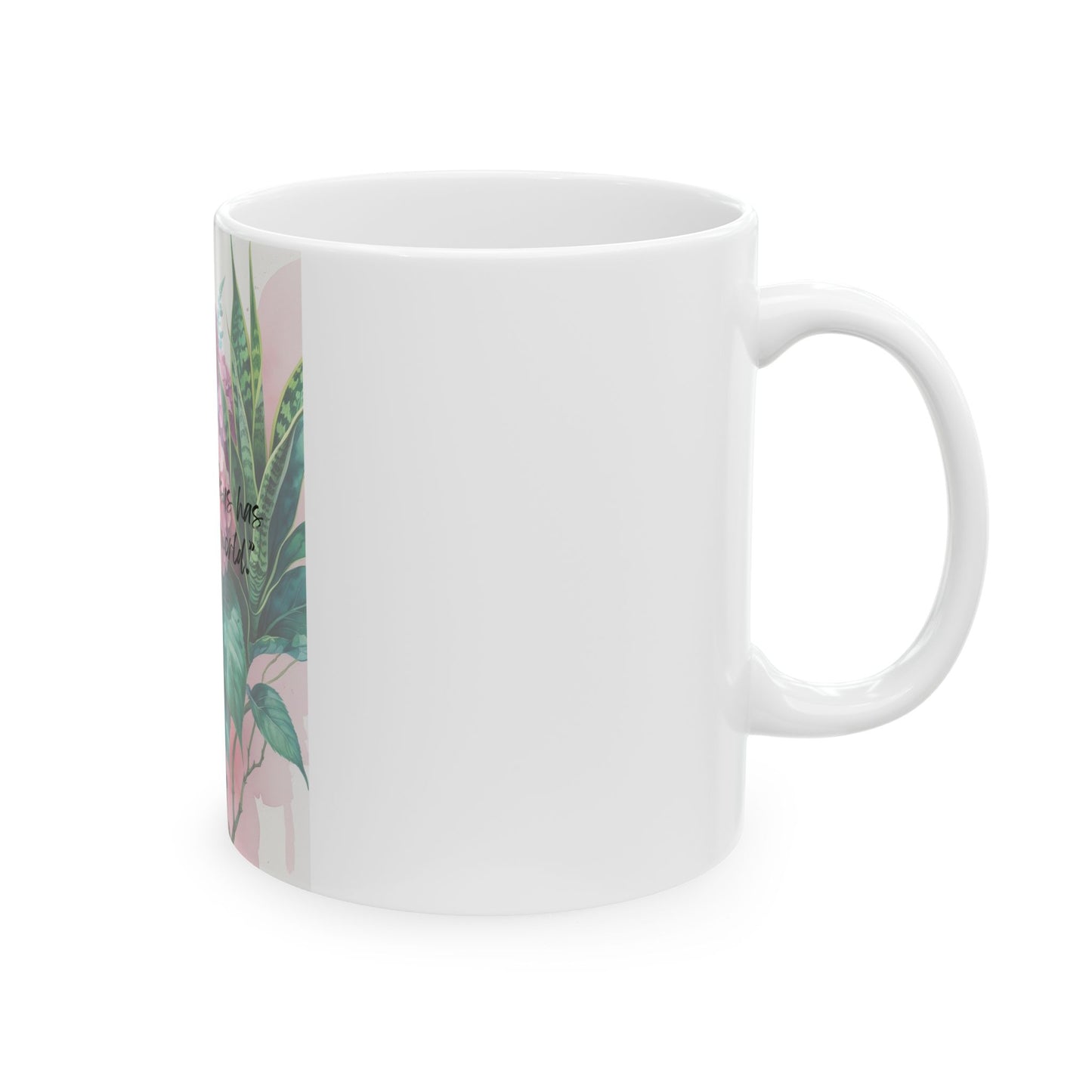 Ceramic Mug- Hydrangea Snake Plant Pattern