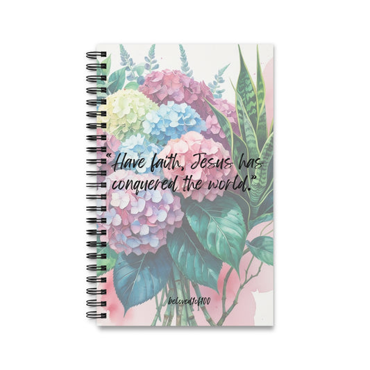 Spiral Notebook- Hydrangea Snake Plant Pattern