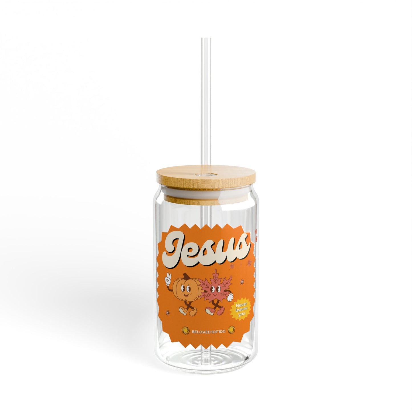 Glass Tumbler- Jesus Never Leaves