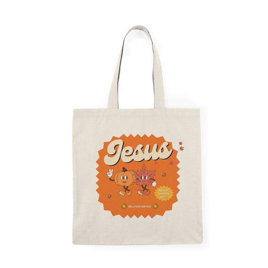 Natural Tote Bag- Jesus Never Leaves
