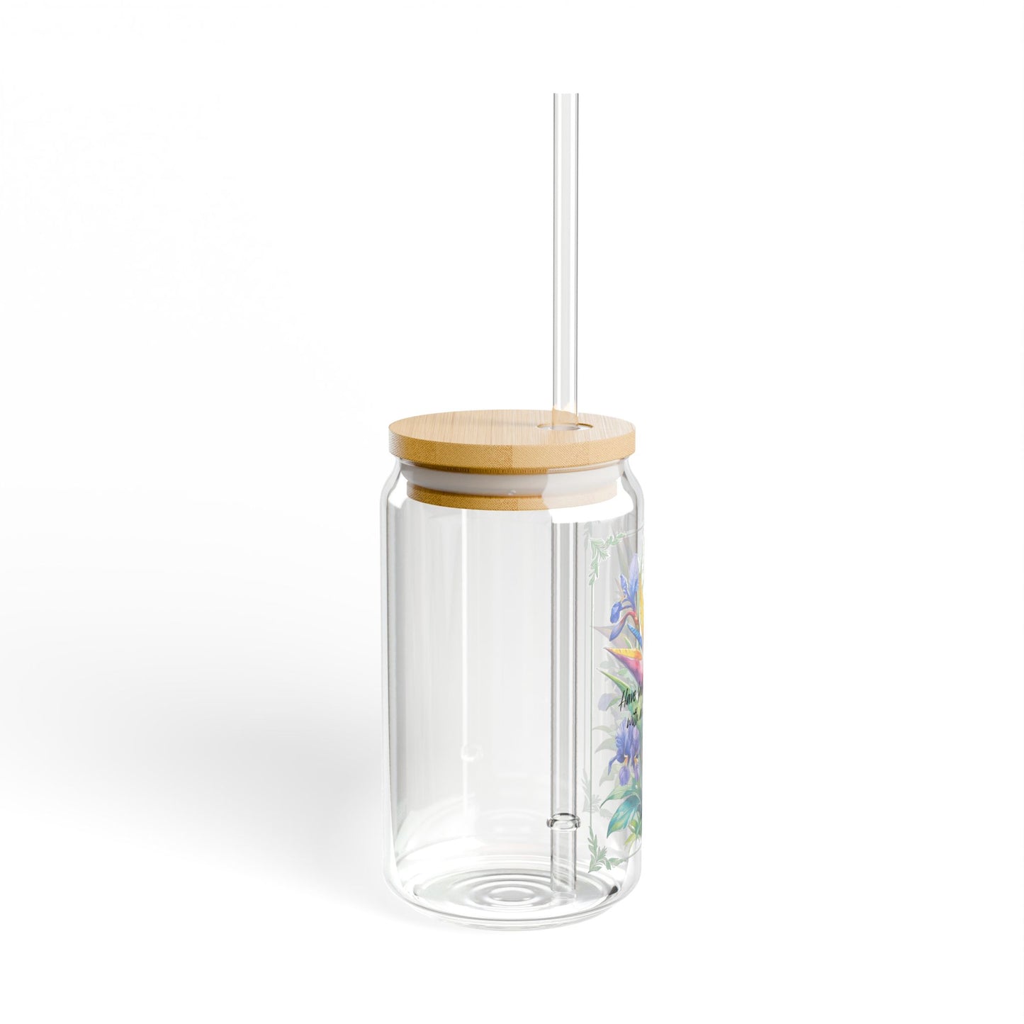 Glass Tumbler- Bird of Paradise Lilac Pattern