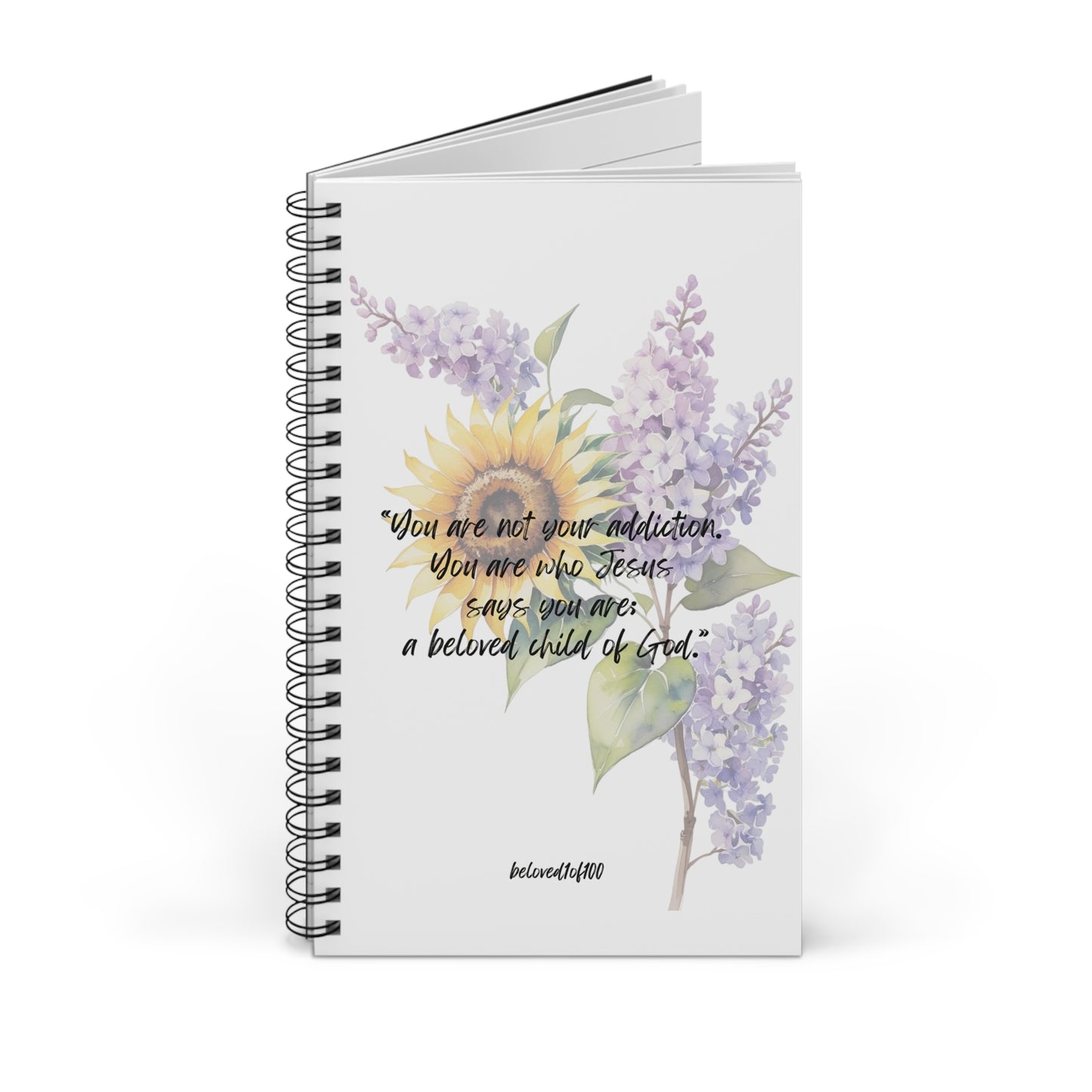 Notebook- Sobriety Sunflower Lilac Pattern