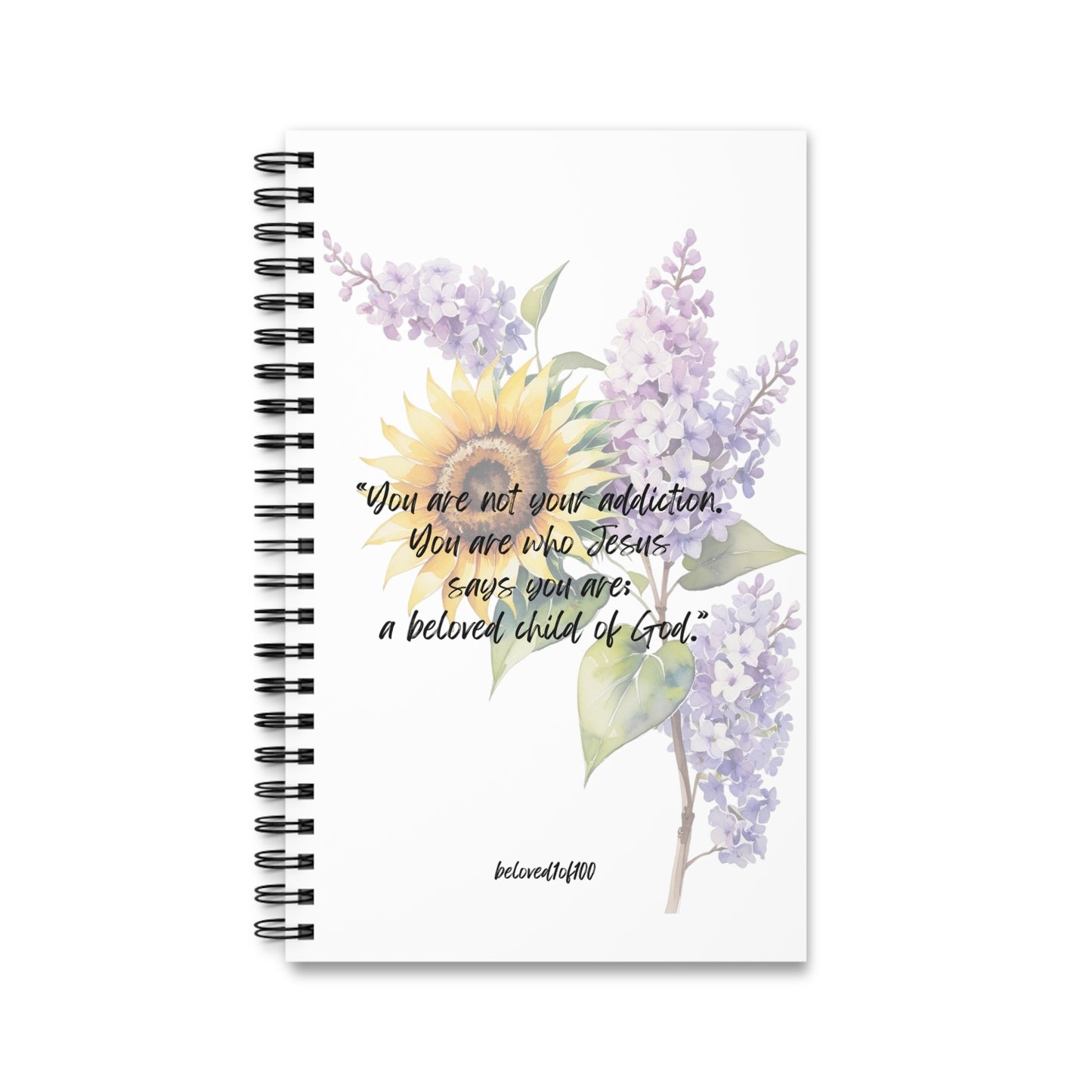 Notebook- Sobriety Sunflower Lilac Pattern