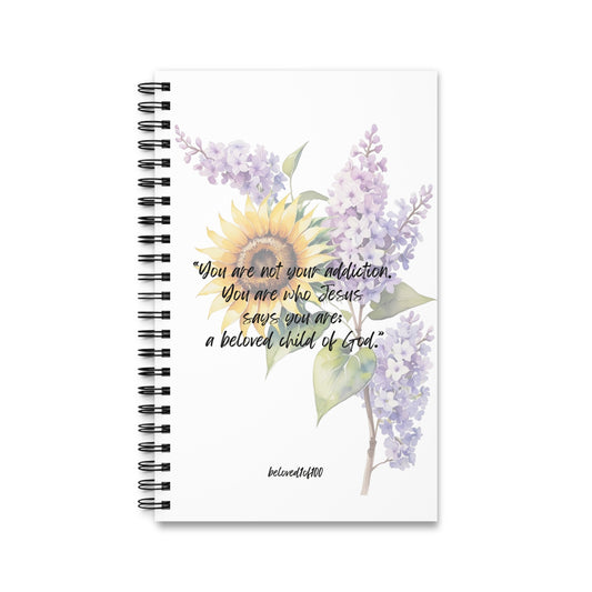 Notebook- Sobriety Sunflower Lilac Pattern