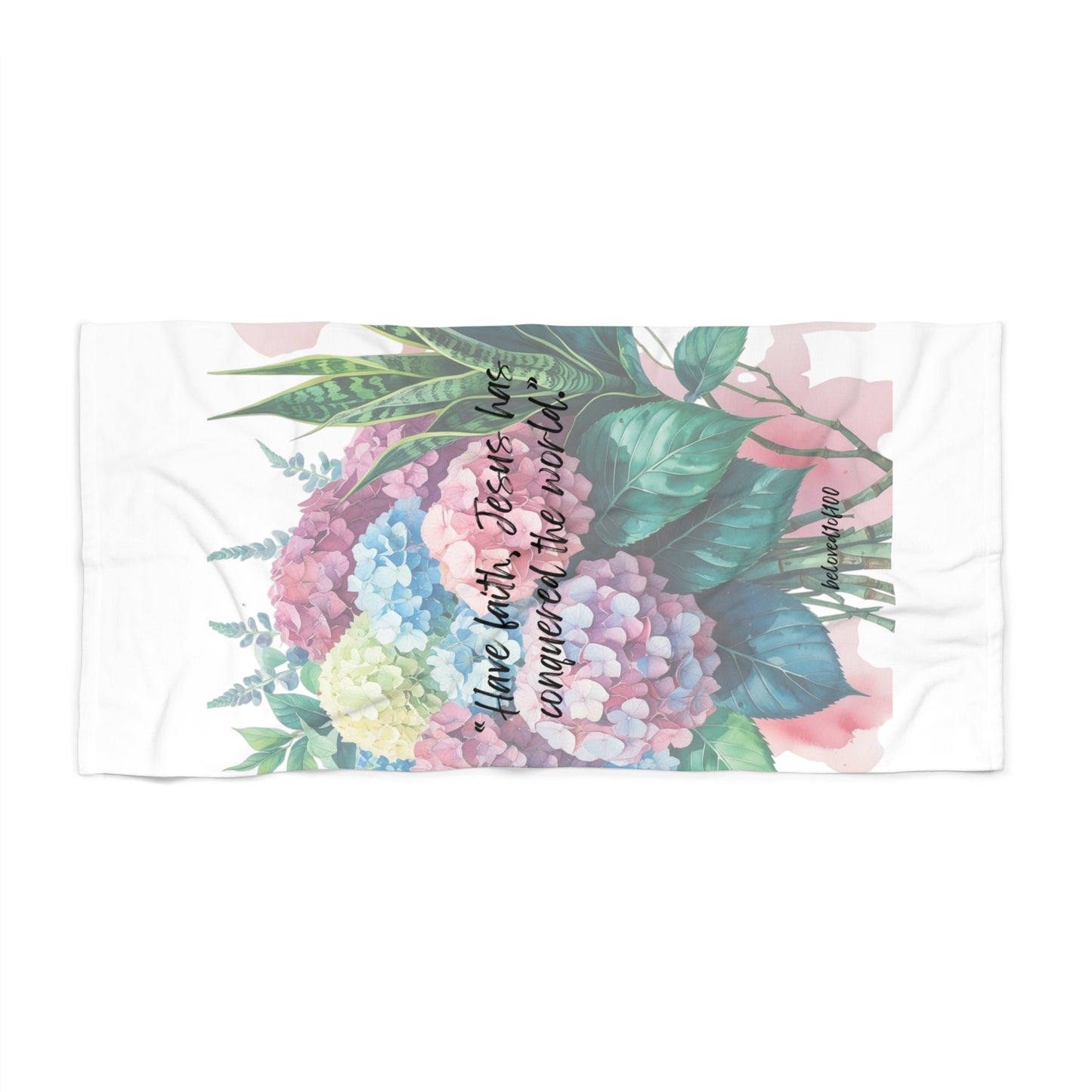Beach Towel- Hydrangea Snake Plant Pattern