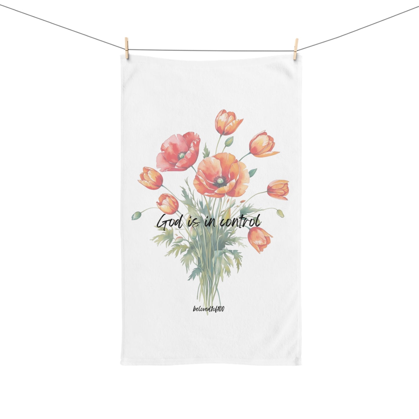Hand Towel- Poppy Tulip Pattern