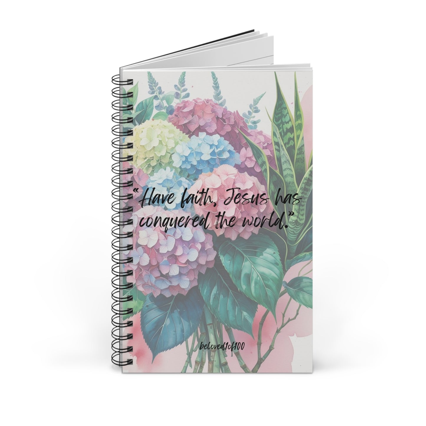 Spiral Notebook- Hydrangea Snake Plant Pattern