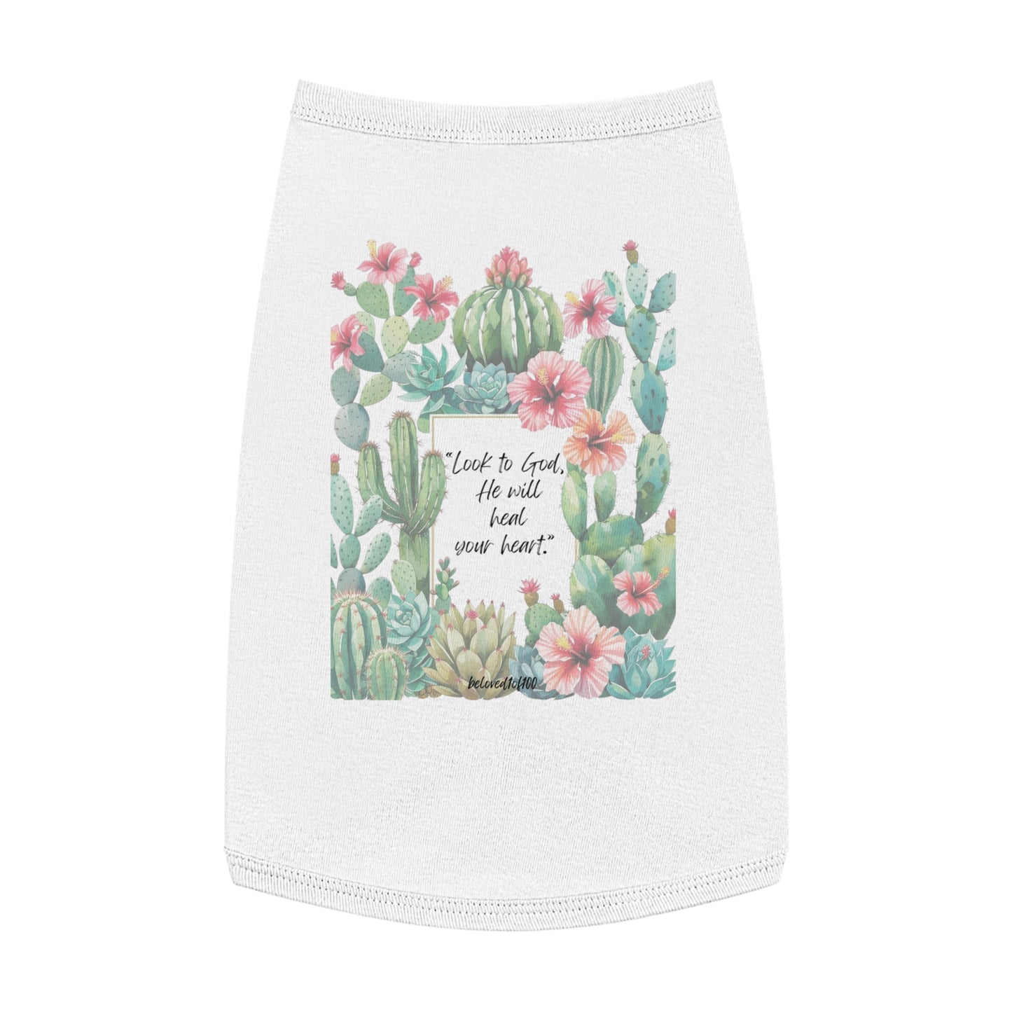 Pet Tee- Cactus Hibiscus Pattern